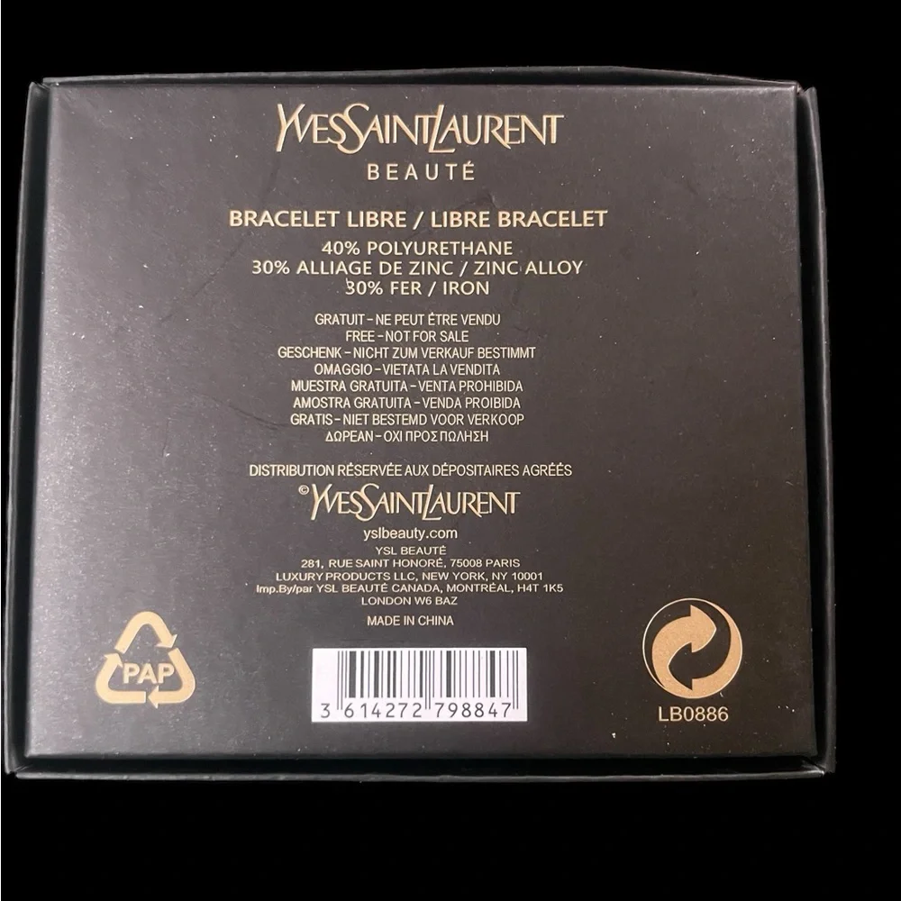NEW in Box Yves Saint Laurent VIP Black and Gold Women's Vegan Leather Bracelet - Picture 8 of 9